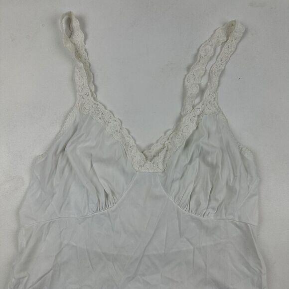 VTG ShadowLine Off White Nylon Camisole Lace Trim With Lace Straps Sz 34 (01) - Picture 3 of 6